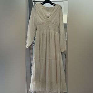 T.J.Maxx Cream Long Sleeve Dress